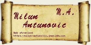 Milun Antunović vizit kartica